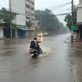 alagamento na avenida em Ribeirão
