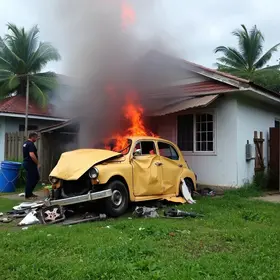 carro invade casa