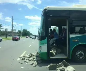 ônibus vandalizado